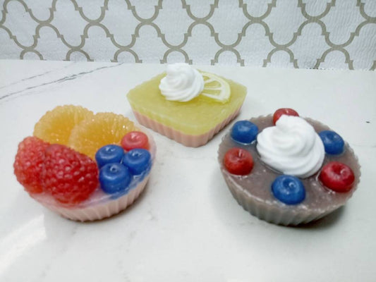 3 Dessert Soap Tarts, Clearance Soap, Artisan Hand Crafted Small Batch Soap Bars